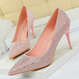 Shoes Rhinestone Woman Pumps Fashion Wedding Shoes Women Basic Pump Stiletto Heels 10cm 7cm Heeled Shoes High
