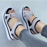 Breakj New Large-Size Thick-Soled Sandals Women's Flat-Bottomed Magic Sticker Women's Beach
