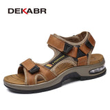 Split Leather Men Shoes Summer Fashion Men's Sandals Beach Non-slip Men Sandals Slippers Big Size 38-47 Zapatos