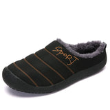 New Men's Slippers Home Winter Indoor Warm Shoes Thick Bottom Plush Waterproof Leather House Slippers Cotton Shoes Big