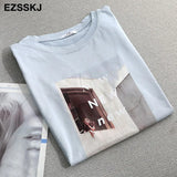 cotton t-shirt women's summer ins short-sleeved 2021 new sanding bottoming shirt loose printed t-shirt