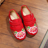 Breakj Shoe Box Girls Embroidered Cloth Shoes, Flat Single Shoes, Children's