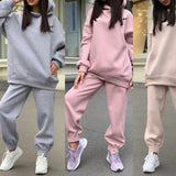 Piece Set Print Oversize Fleece Women's Set Sport Casual Tracksuit Winter 2020 Female Hooded Long Sleeve Hoodie Pants