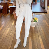 Women Harem Jeans Pants Fashion High Waist Loose White Denim Jeans Female Buttons Trousers Spring 2021