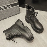 White Ankle Boots 2021 Ladies Chunky Winter Boot Female Shoes Black Platform Combat Boots Fur Plush Designer Punk
