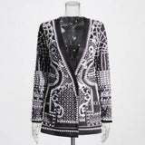 French Sexy Style Small Suit 2025 Summer Fashion Style Long-Sleeved Print Nails High-Sensing Retro Blazer