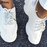 Sneakers Women's Mesh Flats Shoes Woman Lace Up Breathable Casual Female Shoe Comfort Candy Color Solid Ladies Plus