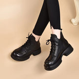 Martin Boots 2023 Autumn And Winter New Muffins And Vintage English Round-Toed Short Boots With Cowhide Women's