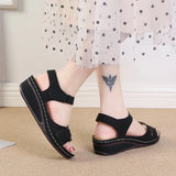 Breakj Shoes 2025 New Casual Round Head Magic Sticker Heel Sandals In Women's