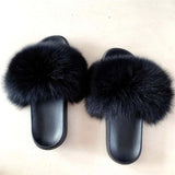 Fluffy Fur Slippers Shoes Women Real Flip Flop Flat Slides Outdoor Sandals Ladies Amazing Shoes
