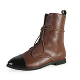 Breakj Large-Size Female Boots English Flying Autumn And Winter New Products And Leisure Boots Tie Splicing Short Martin