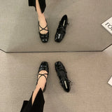 Heel Loafers Silver Mary Jane Pumps Square Head Single Women's Shoes New Spring Cross Belt Buckle Moccasins Heels