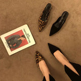 Breakj Female Low-Heeling Point 2025 New French Temperament Fine And Leopard-Print Lazy Light-Mouthed Cold