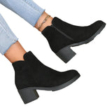 Breakj Martin Boots Women 2025 Autumn And Winter New Comfort Round Head Coarse Hed-Side Zipper Short