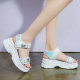 2022 Glitter High Platform Sandals Women Thick Bottom Comfortable Hook Loop Summer Shoes Woman Casual Sandalias
