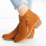 Martin Boots Women Winter Side Zipper Short Boots Low Round Head