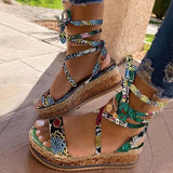 Summer Women Square Sandals Headgear Toe Ring Strap Ankle Strap Roman Sandals Female Large Size Flat Outer Sandals