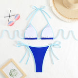 2025 New Solid-Colored Lady Split Sexy Triangle Bikini With Beach Hot Spring