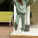 Heart Printed Fleece Women's Tracksuit Hoodies 2 Piece Set Sweatshirt + Pants Women Sport Suit Winter