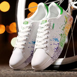 Flat Sneakers Lace up Colorful Graffiti Platform Female PU Flats Fashion Ladies Walking Vulcanized Shoes 2021 Spring