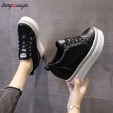 white Shallow Mouth Women Sports Shoes Casual Wedge Women Vulcanized Shoes Outdoor Wedge Shoe Women Platform