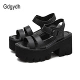 Black Platform Women Sandals Summer 2021 Female Shoes Woman Block Heel Fashion Buckle Causal Sandals Cheap High