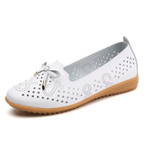 Shoes Butterfly Knot Flat Slip On White Gray Black Hollow Out Breathable Tassel Female Footwear Party Dress Bullet
