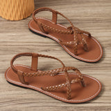 Breakj Summer New Women's Flat-Soled Sandals Large-Size Casual Toe Braided With Flat-Soled