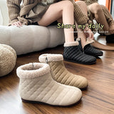 Winter New Fashionable Side Zipper Short-Barrel Snow Boots Flat-Soled Leisure Soft-Soled High-Top Bean