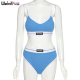 Beach Style Two Piece Set Women V-Neck Sleeveless Letter Embroider Camisole Top+Briefs Matching Shorts Vacation