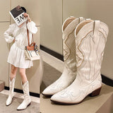 Breakj Boots Barrel Knight Boots High-Cruler Fat Rice White Pointed Autumn And Winter 2025 New Su Yin High-End V-Collar