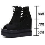 Women Sandals Buckle Design Black White Platform Sandals Comfortable Women Thick Sole Beach Shoes Heighten