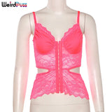 Puss Sexy Camisole Women Corset Top Lace Cut Out Women Deep v-Neck Beach Tunic Waistless Tank Top Sleeveless Fashion
