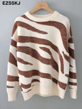 Leopard print velvet Sweater Pullovers Women winter autumn thick chic 2021 loose sweater for women long sleeve