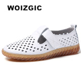 Women's Mother Female Genuine Leather White Shoes Sandals Loafers Moccasins Hook Loop Outdoor Cool Beach Summer