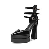 Spring and Summer New Luxury Women's Shoes Fashion Sexy High Heels Party Shoes Wedding Shoes Patent Leather Platform