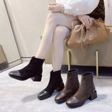 Breakj Boots Women's Autumn 2025 British Style Coarse And Retro Short Boots Before The Zipper Boots Children Retro Style