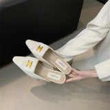 Breakj 2025 Spring And Summer New Metal Buckle Tip Tip Flat-Bottomed Slippers Flat And Half Dragged Outside Wearing Women Cool Drag