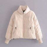 Autumn Winter Women Fashion Thick Warm Padded Parkas Coats Female Long Sleeve Pockets Coat Chic Elegant Outerwear