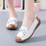 Breakj And Autumn New Women's Shoes Single Shoes Bean Shoes Comfortable Flat Shoes Bow Mother Shoes Flat Slope And Large Women's