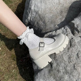 Women Student Shoes Japanese Style Ankle Strap Round Toe High Heels Platform Leather Shoes Cute Lolita JK Girls Mary Jane