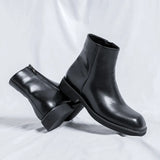 Breakj Men's Shoes Summer Shorts British Square Head Black Zip Booshoe