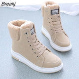 Women Shoes Fashion Botas Mujer 2021 Winter Warm Ankle Short Boots Female Footwear Lace Up Flat Platform Casual Ladies Shoes