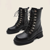 Chain Leather Boots Women Handmade High Quality Platform Chelsea Boots Wedge Heel Zip Comfortable Autumn