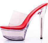 Breakj Style Sexy Super High Heels 15CM Thin Heel Waterproof Platform Slippers Transparent Crystal Shoes Wedding Shoes Banquet High