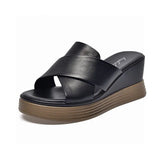 Heel Slippers Women Wear 2024 Summer New Open Toe Cross Waterproof Table Thick Bottom Cool