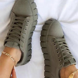 Platform Sneakers Woman Mixed Color Canvas Shoes Ladies Lace Up Casual Flat Female Comfort Round Toe Vulcanized Plus