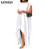 Women Party Dress Vintage Asymmetrical Maxi Long Dress 2022 VONDA Beach Holiday Summer Sundress Casual