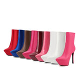 Furtado 2022 spring autumn Women's shoes mid calf Boots Pointed Toe Heels platform extreme heels rose red Boots 41 42