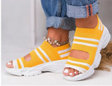 Women Sandals Open Toe Wedges Platform Ladies Shoes Knitting Lightweight Sneakers Sandals Big Size 35-43 Zapatos